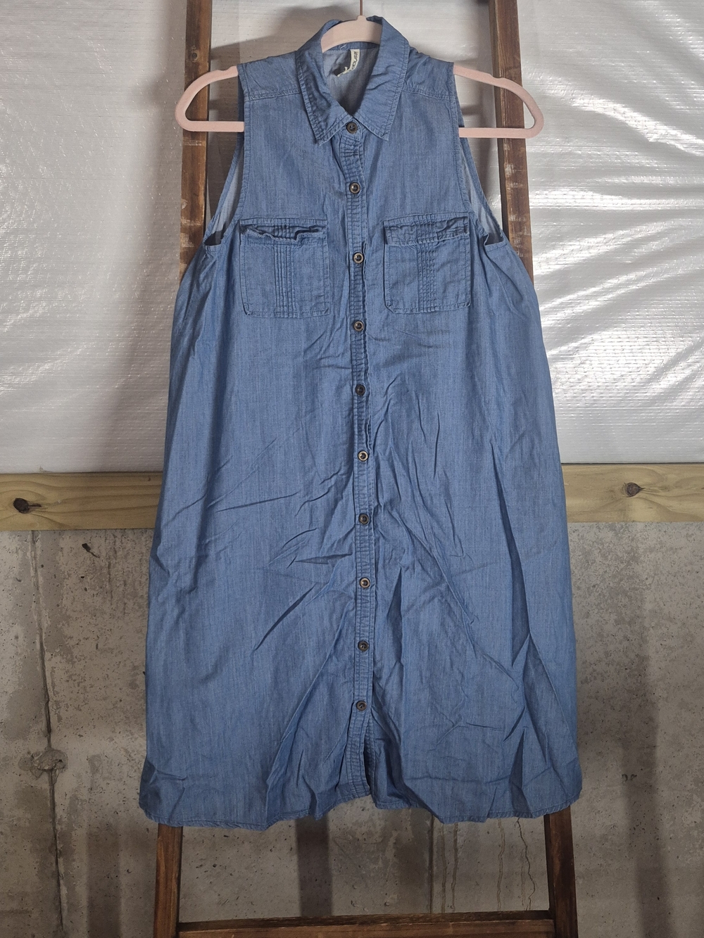 leshop Light Blue Chambray Midi Shirt Dress